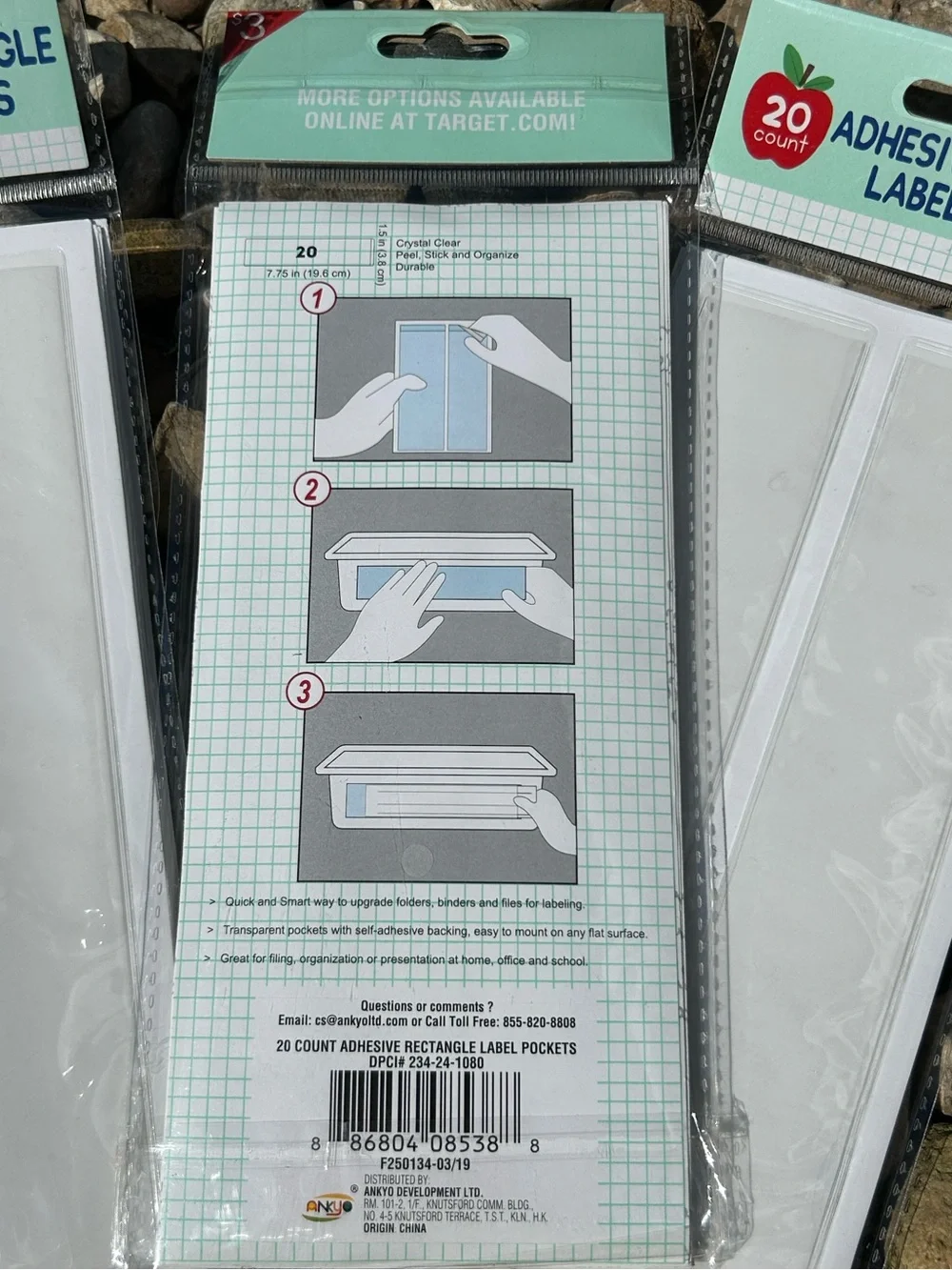 Target Bullseye Playground Clear Adhesive Label Pockets 20 Count - Set of 3  NEW